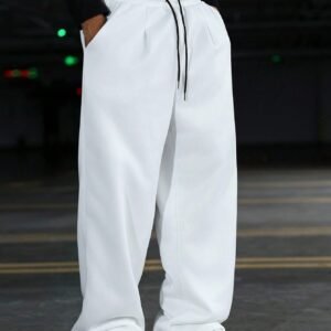 men's open bottom sweat pants white jogger